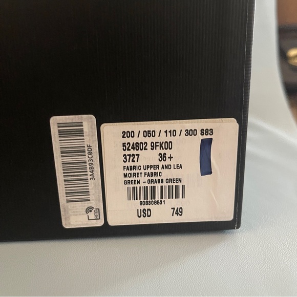 Rare Gucci Green Moire & Crystal Slingback heels 36.5 - Picture 11 of 12